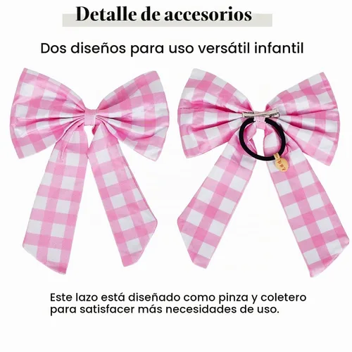 Vista 6 de Peluca rubia con clip de pelo con lazo rosa, peluca de princesa ondulada Rubia Flequillo