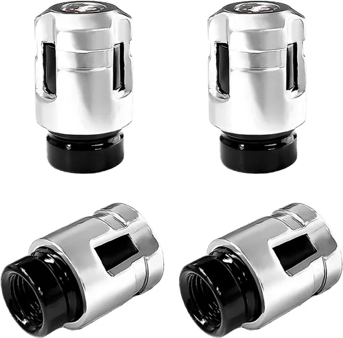Vista 7 de Yourkar 4 tapas de vástago de válvula de neumático de automóvil, cubiertas de válvula de rueda de aleación de aluminio de forma única, resistentes a