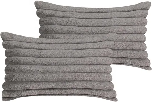 Vista 8 de Juego de 2 fundas de almohada decorativas de 16 x 16 pulgadas, fundas decorativas de piel sintética para cama, sofá, funda de almohada suave y Negro