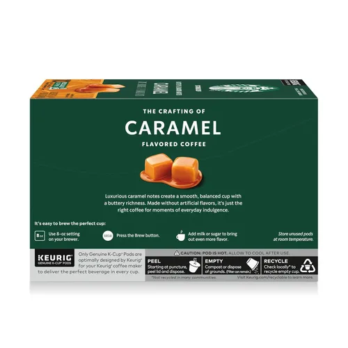 Vista 8 de Cápsulas de café K-Cup de Starbucks, café con sabor caliente o helado, caramelo, 10 cápsulas Keurig Cápsulas K-Cup 100% Arabica para cafeteras