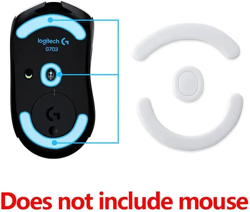Vista 4 de HUYUN 2 juegos de almohadillas para mouse Logit G403/G603/G703 con bordes curvos redondeados blancos compatibles con mouse Logit G403/G603 Para Logi