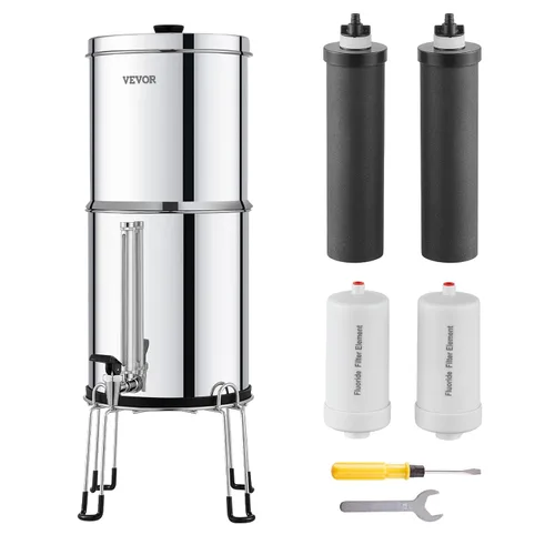 Vista 14 de VEVOR Sistema de filtro de agua por gravedad, sistema de sobremesa de acero inoxidable 304 de 1.5G, sistema de filtración de agua, reduce el plomo