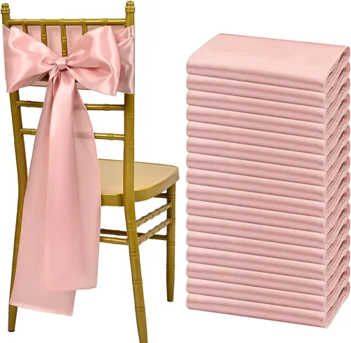 Vista 20 de Showgeous 60 cintas de satén color burdeos para decoración de sillas de recepción de boda, lazos para sillas de 7 x 78 pulgadas para banquetes