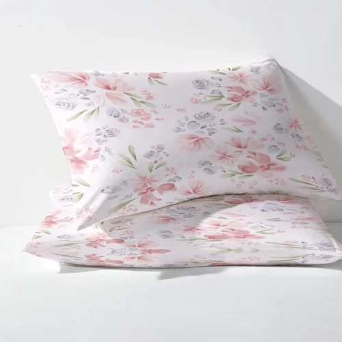 Vista 3 de Juego de sábanas de flores tamaño individual, sábanas florales rosas, sábanas y fundas de almohada estampadas de 3 piezas, sábana bajera ajustable