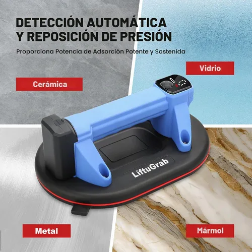 Vista 7 de Ventosa eléctrica con capacidad de carga máxima de 551 libras, base de 10 pulgadas con pantalla LED para succión Batería de 2000 mAh Carga tipo C