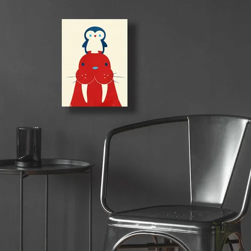 Vista 5 de Epic Art 'Pingüino y morsa' de Jay Fleck, arte de pared de vidrio acrílico, 12 x 16 pulgadas