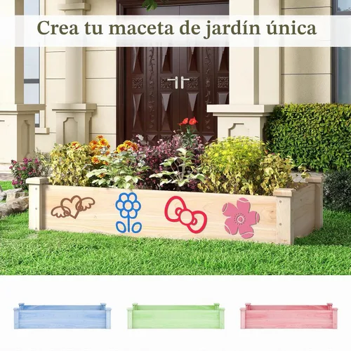 Vista 4 de Conjunto de cama de jardín elevada de madera Giantex, caja de plantación rectangular para verduras, frutas, flores, hierbas, cama de plantación