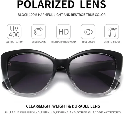 Vista 2 de Dollger Gafas de sol polarizadas de ojo de gato para mujer diseño retro gafas de sol polarizadas con protección UV400
