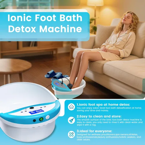 Vista 2 de LeCuag Máquina de desintoxicación iónica para baño de pies, máquina de spa de pies iónico para uso doméstico, incluye bañera de remojo de pies