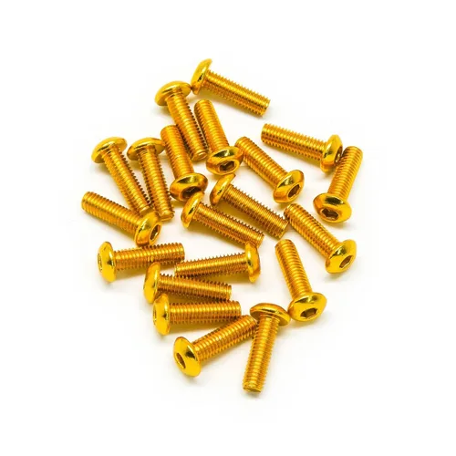 Vista 6 de 20pcs M3x10mm Tornillos de cabeza de botón 6063 Aluminio Hex Socket (colores anodizados) (negro)