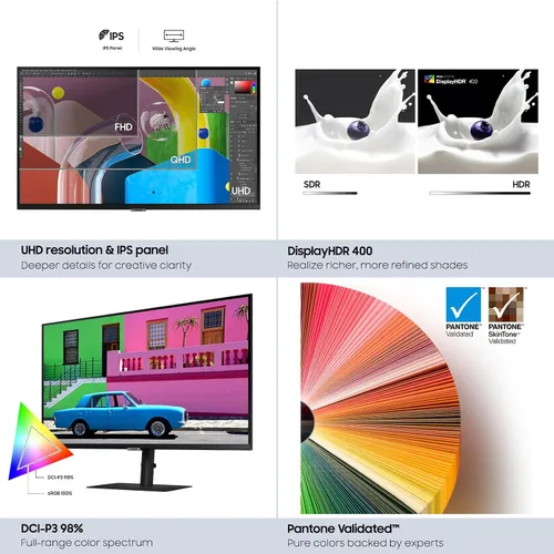 Vista 8 de Samsung Monitor de computadora ViewFinity S80PB Series UHD de 27 pulgadas, DCI-P3 98%, VESA DisplayHDR 400, panel IPS, pantalla mate, USB-C