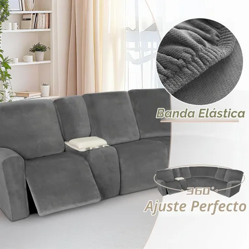 Vista 6 de Arfntevss Fundas de sofá reclinable seccional de terciopelo lavables, juego de fundas de sofá seccional de esquina para sofá reclinable elástico