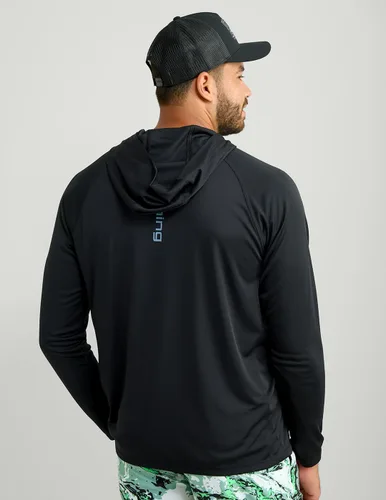 Vista 3 de HUK - Sudadera con capucha de manga larga ventilada para hombre, camiseta de pesca con capucha Negro