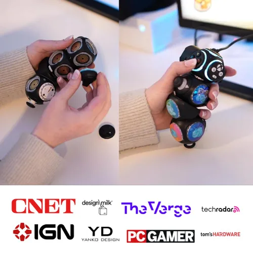 Vista 10 de ByoWave Proteus Controller Kit – Modular Gaming Controller with 15+ Interchangeable Parts, Custom Remapping & LED Lighting – Works with PC, Steam