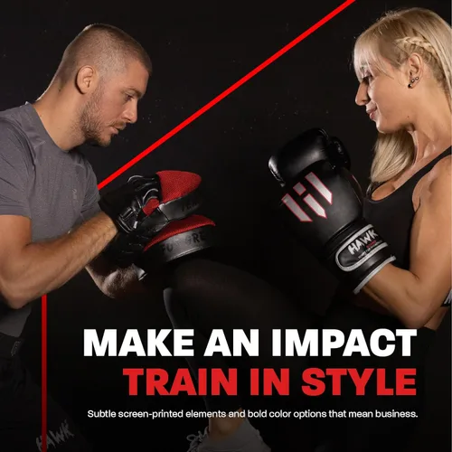 Vista 6 de Hawk Sports - Manoplas de boxeo curvadas con acolchado de espuma EVA, manoplas de enfoque de cuero resistente para entrenamiento de boxeo y artes