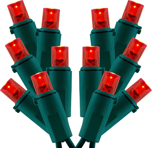 Vista 9 de Juego de 2 luces LED verdes de gran angular para Navidad, juego de 2 juegos de 100 luces LED de 0.197 in