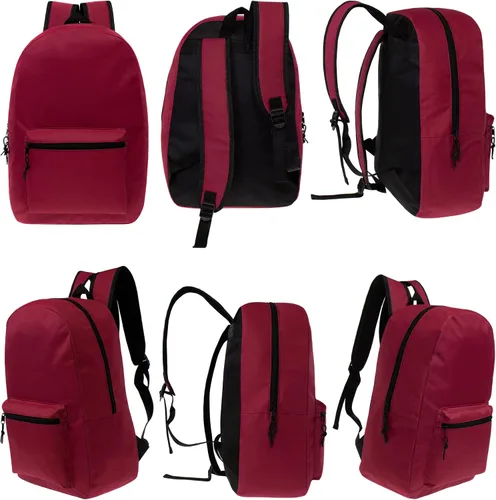Vista 5 de Mochilas escolares de 17 pulgadas para niños, mochilas a granel para estudiantes de primaria, media y secundaria en varios colores, Colores 12