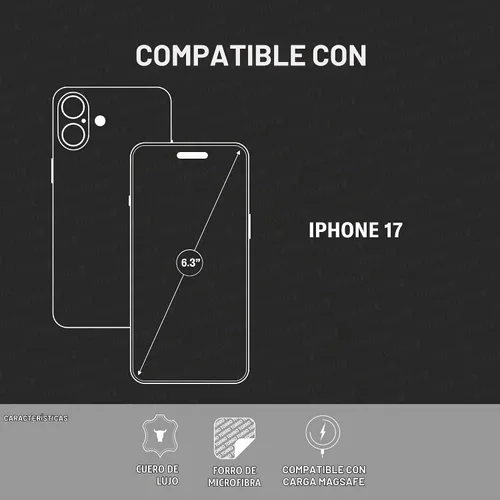 Vista 2 de Funda Premium de Piel TORRO Compatible con iPhone 17 de 6.3” 2025 – Funda Ultra Delgada con Amortiguación de Piel Genuina Compatible con MagSafe