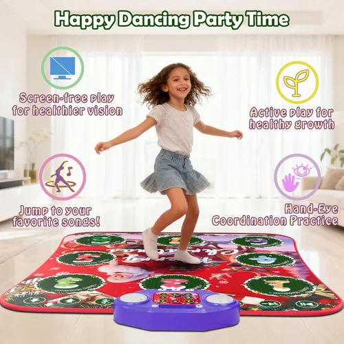 Vista 5 de Nueva Alfombrilla de Baile Electrónica de 8 Flechas Mejorada con Luz LED y Bluetooth Inalámbrico, Juguete de Baile con Música con 3 Modos de Juego