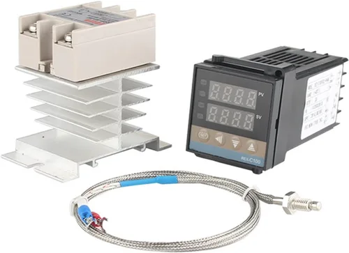 Vista 8 de REX-C100 Digital RKC PID Thermostat Temperature Controller Digital 240V REX-C100＋K Thermocouple Probe＋Heat Sink＋40A SSR(3pcs)