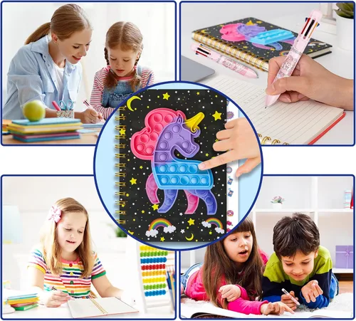 Vista 7 de windrio Cuaderno de burbujas para niños, cuaderno de burbujas para niñas, cuaderno de espiral para niños, diario de 8.1 x 5.7 pulgadas con 8