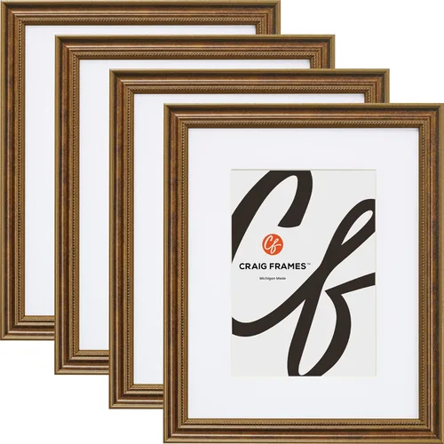 Vista 11 de Craig Frames Stratton, 5x7 Picture Frame Matted for a 4x6 Photo, Bronze, Set of 4 Bronce