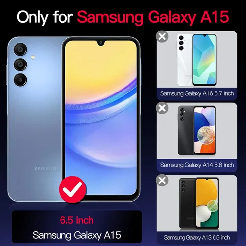 Vista 2 de Casetego Funda compatible con Galaxy A15 5G, que brilla en la oscuridad, tres capas, resistente, resistente, a prueba de golpes, protección