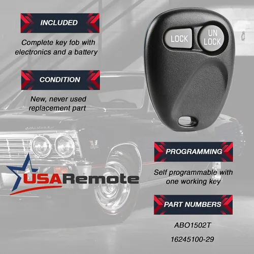 Vista 3 de Repuesto para Buick Chevrolet GMC 1996-2002 Control remoto de entrada sin llave de 2 botones PN: 16245100-29 ABO1502T