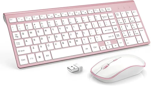 Vista 8 de JOYACCESS Teclado y ratón inalámbricos, teclado y mouse inalámbricos ergonómicos y delgados de 2.4G diseñados para Windows, PC, portátil, tableta