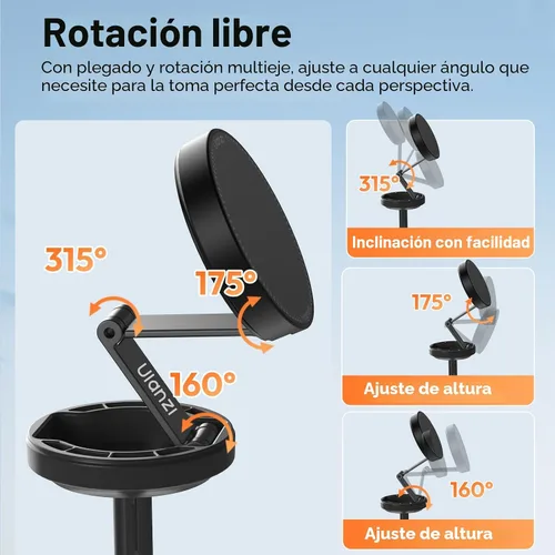 Vista 8 de ULANZI Trípode magnético para teléfono, MT85 Trípode de apertura automática con 4 patas mejoradas, soporte de teléfono extensible para selfie stick