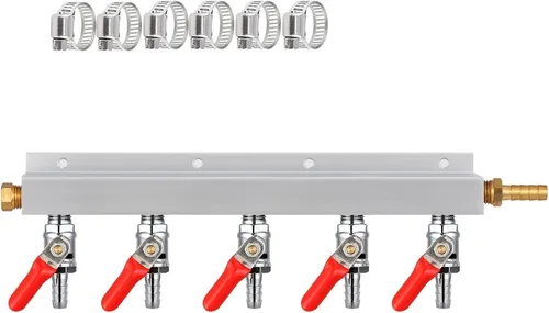 Vista 10 de MRbrew - Divisor de colector de gas CO2 de 2 vías, distribuidor de aluminio de púas de 5/16 pulgadas