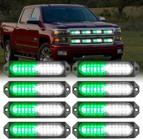 Vista 29 de Nilight 8 luces estroboscópicas LED con controlador 12 V 24 V función de sincronización verde luz de advertencia de peligro de emergencia 12 24 LED