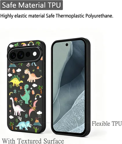 Vista 8 de Unov Funda para Pixel 11 Pro XL, color negro, Dinosaur Land