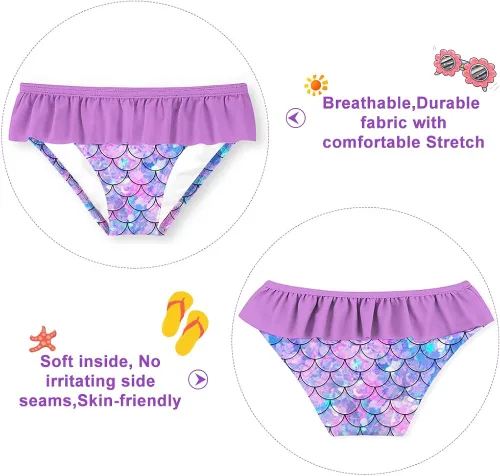 Vista 4 de Funnycokid Conjunto de traje de baño de dos piezas de manga larga con UPF 50 UV 2-10 años