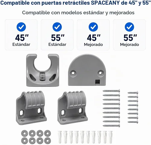 Vista 3 de SPACEANY Kit de piezas de repuesto retráctil para puerta de bebé, accesorios oficiales para puertas de seguridad SPACEANY - Incluye montaje de Gris