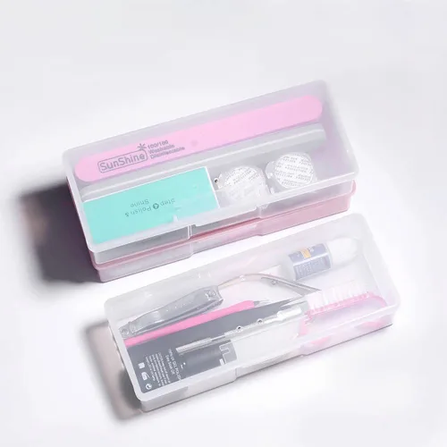 Vista 6 de Paquete de 4 cajas de herramientas de uñas, estuche de plástico para limas de uñas, contenedor de pedicura, estuche de almacenamiento de archivos