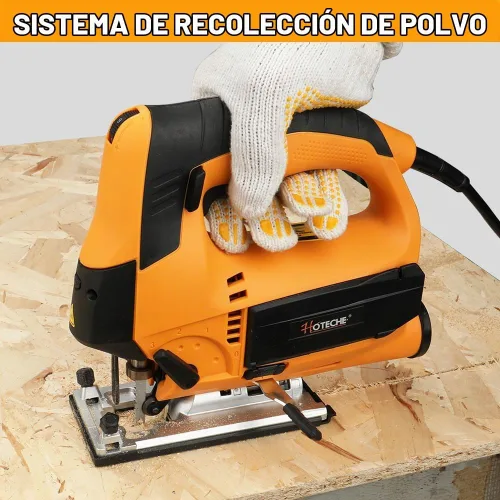 Vista 6 de Hoteche Sierra de calar eléctrica de 6.7 amperios con guía láser y regla, rompecabezas de péndulo con cable para corte de madera y metal, 4 ajustes