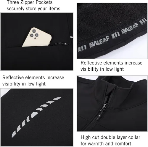 Vista 4 de BALEAF Women's Cycling Jacket Windproof Thermal Winter Running Cold Weather Gear Waterproof Softshell Warm