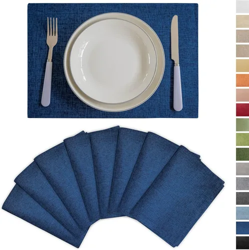 Vista 30 de Demetex - Juego de 4 manteles individuales de mesa de estilo rústico, resistentes al calor, de lino, lavables, de tela, manteles individuales