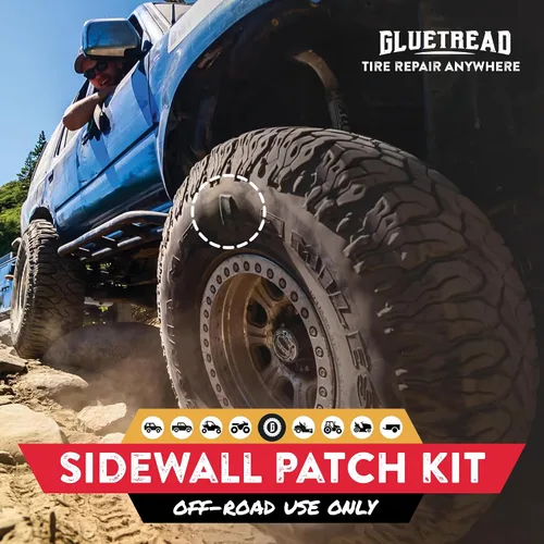 Vista 2 de GlueTread Kit de parches externos – para neumáticos sin cámara – No es necesario quitar el neumático – El kit incluye suficiente