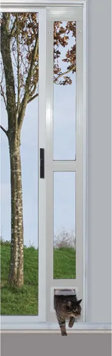 Vista 2 de Puerta modular de aluminio de patio para mascotas Ideal Pet Products, altura regulable 77 5/8 in – 80 3/4 in Molino (Plata)
