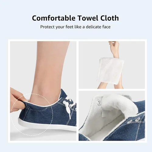 Vista 3 de STQ Zapatos de lona sin cordones para mujer, tenis casuales de moda con soporte de arco
