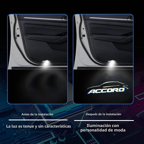 Vista 6 de 2 piezas de proyector LED de proyección de automóvil, luz de sombra de puerta, luz de bienvenida, emblema láser, logotipo, luces de charco