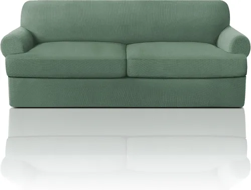Vista 14 de PrinceDeco Fundas elásticas para sillón de 2 piezas, fundas de sofá para sillas con cojines en forma de T, fundas suaves para muebles con 1 funda