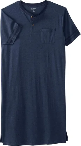 Vista 14 de KingSize Camisón Henley de manga corta para hombre grande y alto Gris Caliente Carbón