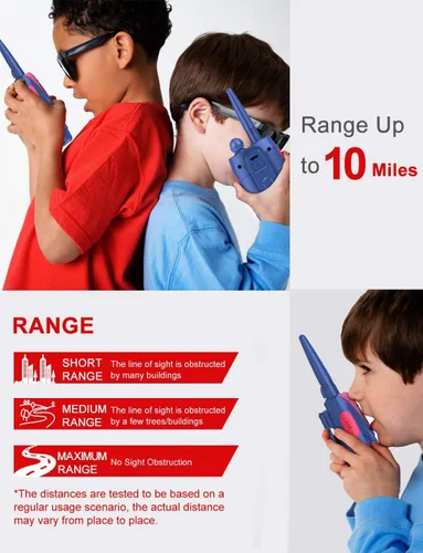 Vista 3 de QNIGLO Walkie Talkies para niños, paquete de 2 walkie talkies para niños, regalos para niños y niñas de 3, 4, 5, 6, 7, 8 años, senderismo al aire