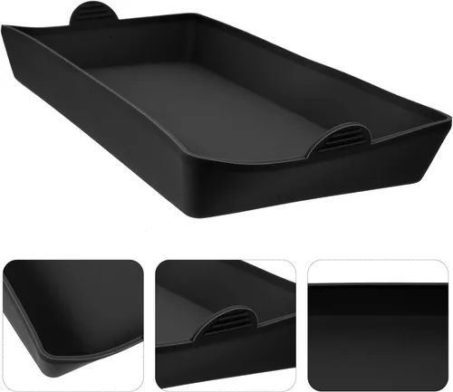 Vista 8 de UPKOCH Bandeja de silicona negra para hornear, divisores de sartén para horno, asas resistentes a prueba de calor, bandeja antiadherente, juego
