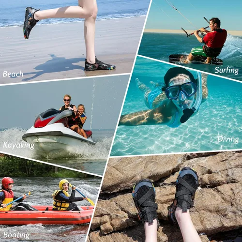 Vista 7 de SPUKEP Zapatos de agua para mujeres y hombres de secado rápido antideslizantes calcetines acuáticos ligeros para natación surf playa piscina yoga