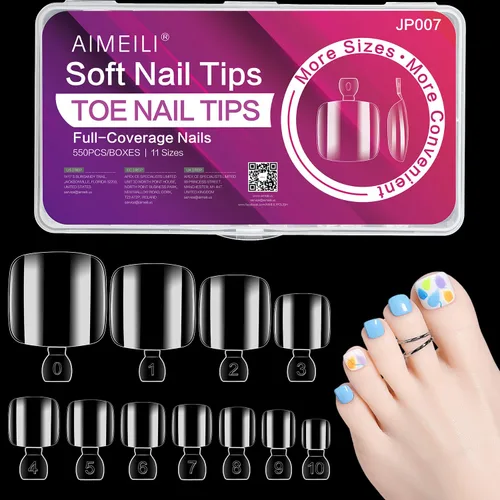 Vista 10 de AIMEILI 432 puntas de uñas postizas cortas de almendra, redondas, de cobertura completa, para extensión de uñas de remojo, uñas postizas acrílicas a