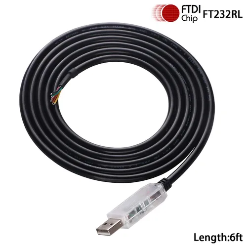 Vista 2 de Cable adaptador serie USB a RS232 de 6 pies con chip FT231XS (6 pines)